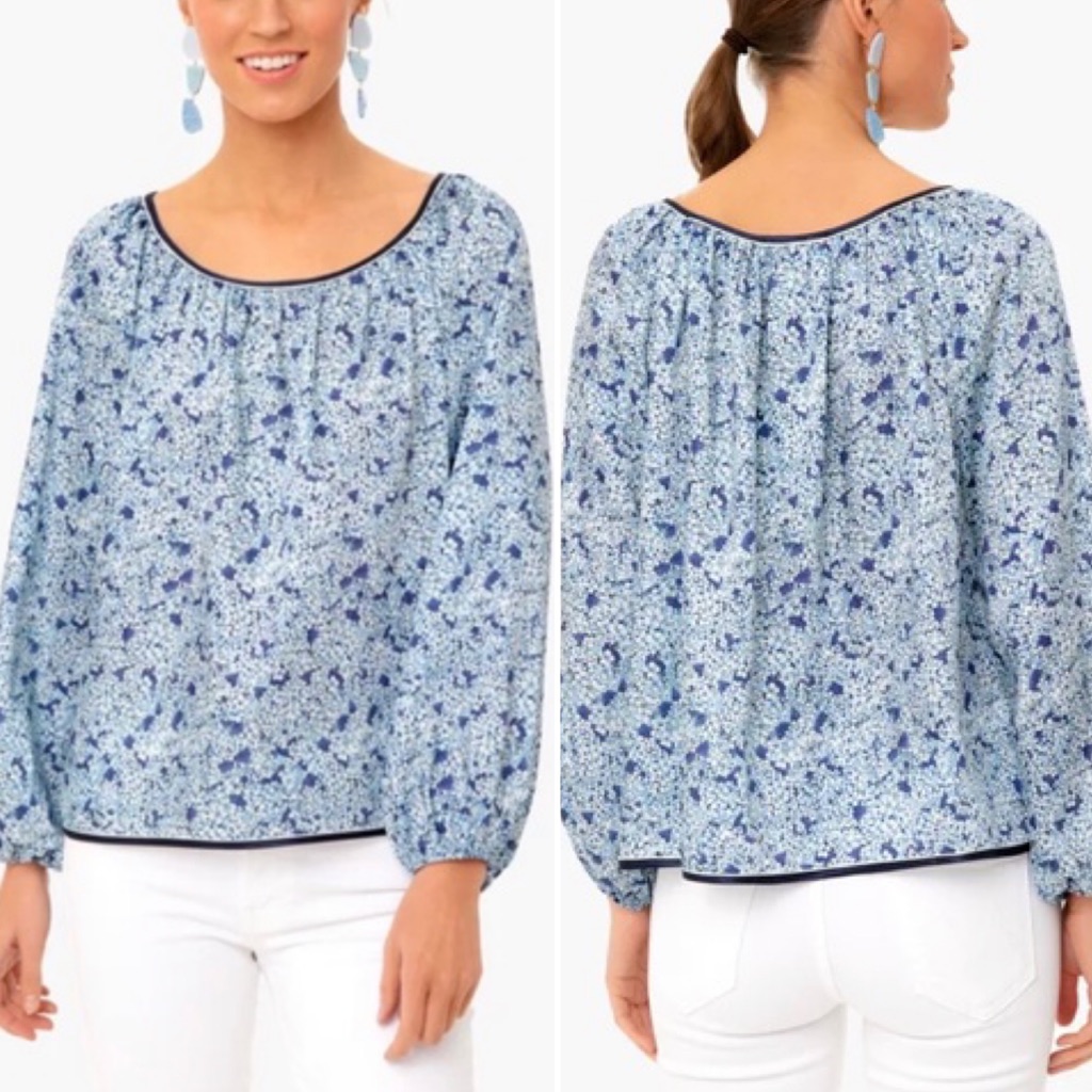 Tuckernuck Blue Floral Peasant Blouse